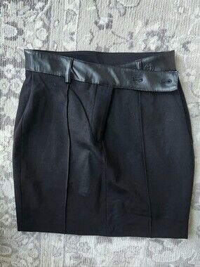 DKNY Black Faux-Leather Skirt - Women